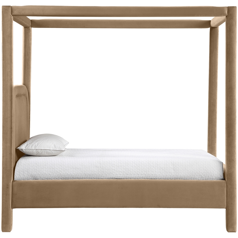 Meridian Furniture Salina Beige Velvet Upholstered Twin Bed