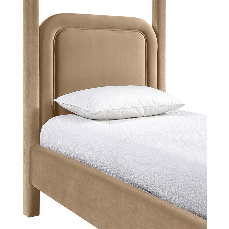 Meridian Furniture Salina Beige Velvet Upholstered Twin Bed