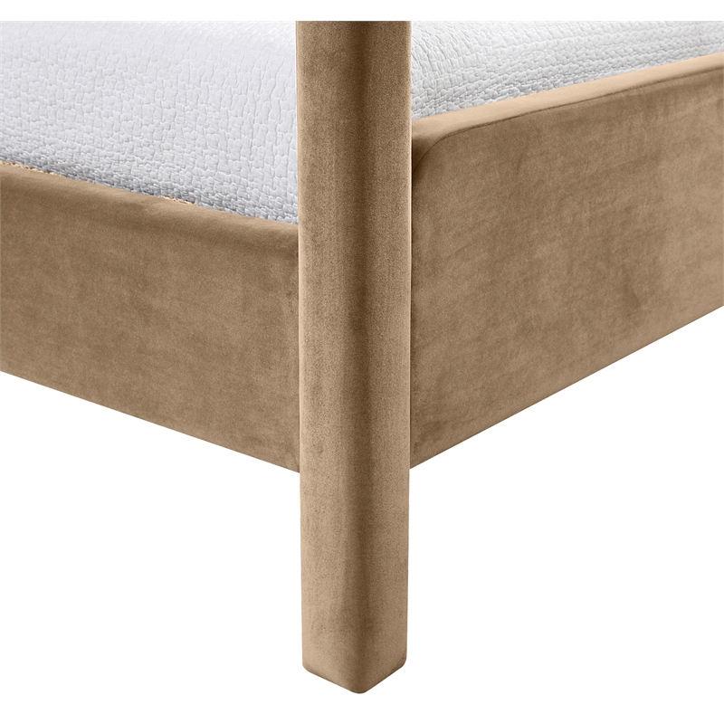 Meridian Furniture Salina Beige Velvet Upholstered Twin Bed