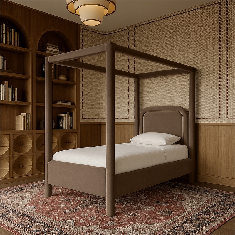 Meridian Furniture Salina Brown Velvet Upholstered Twin Bed