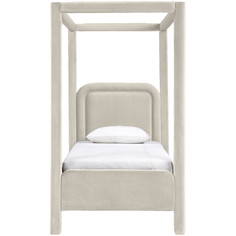 Meridian Furniture Salina Cream Velvet Upholstered Twin Bed