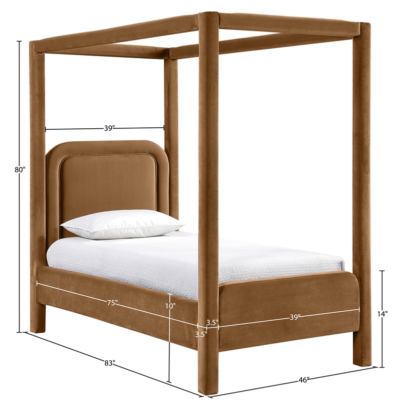 Meridian Furniture Salina Saddle Velvet Upholstered Twin Bed