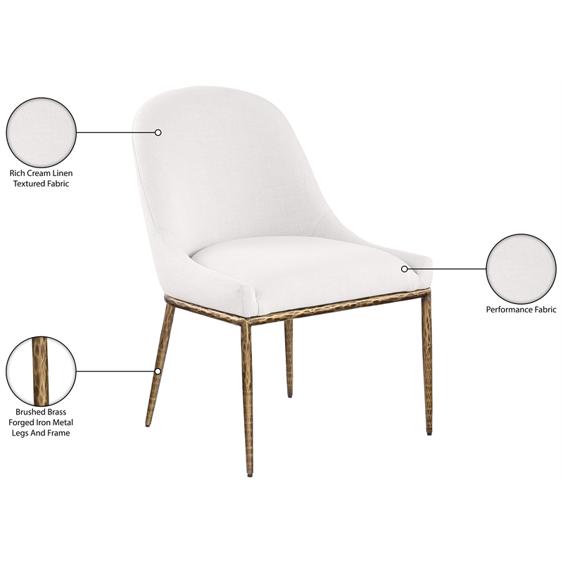 Meridian Furniture Ferro Cream Linen Textured Performance Fabric Dining SC