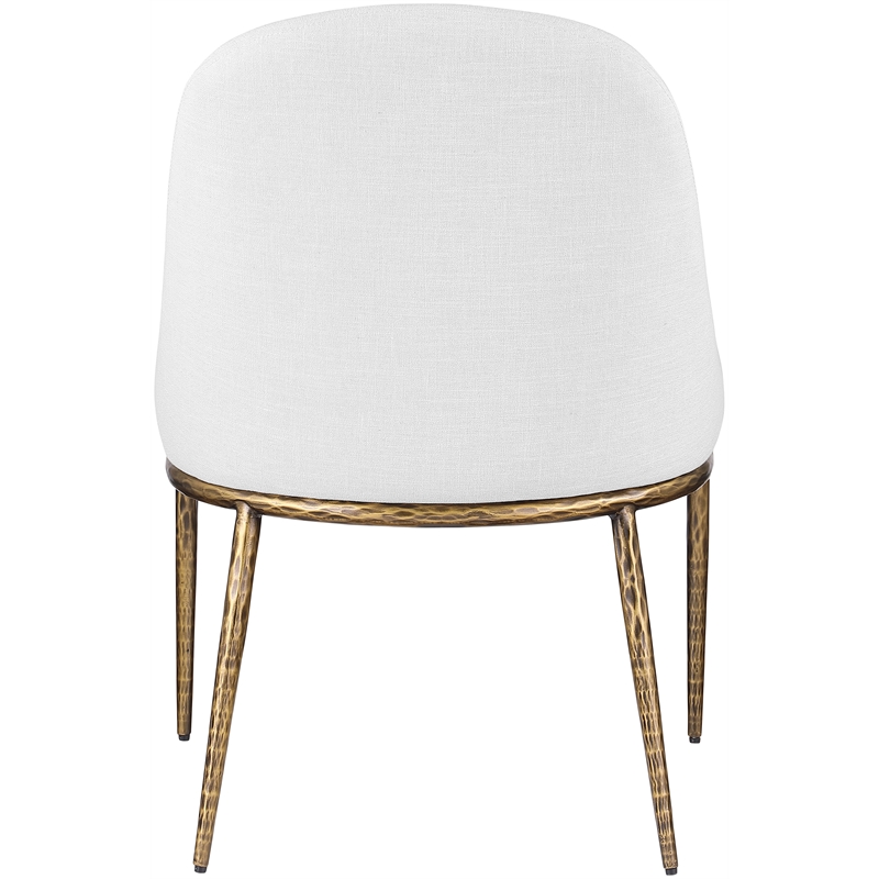 Meridian Furniture Ferro White Linen Textured Performance Fabric Dining SC