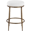 Meridian Furniture Ferro White Linen Textured Performance Fabric Counter Stool