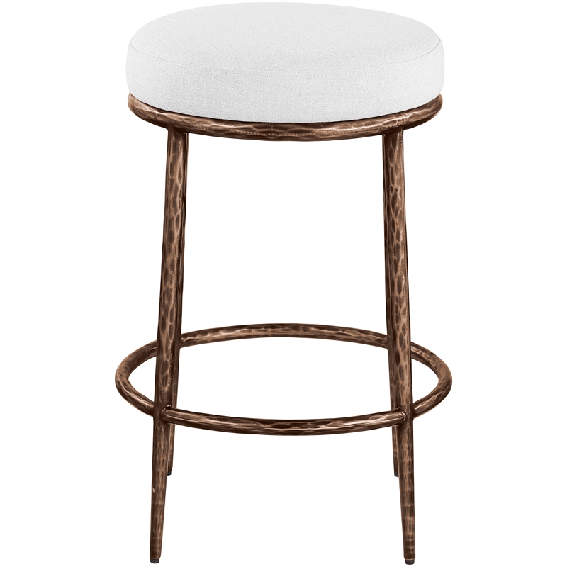 Meridian Furniture Ferro White Linen Textured Performance Fabric Counter Stool
