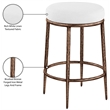 Meridian Furniture Ferro White Linen Textured Performance Fabric Counter Stool