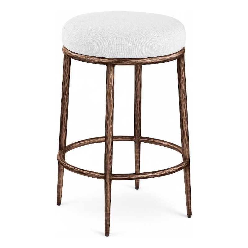 Meridian Furniture Ferro White Linen Textured Performance Fabric Counter Stool