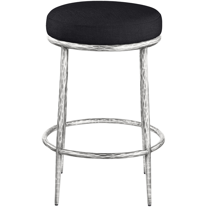 Meridian Furniture Ferro Black Linen Textured Performance Fabric Counter Stool