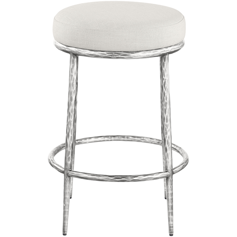 Meridian Furniture Ferro Cream Linen Textured Performance Fabric Counter Stool