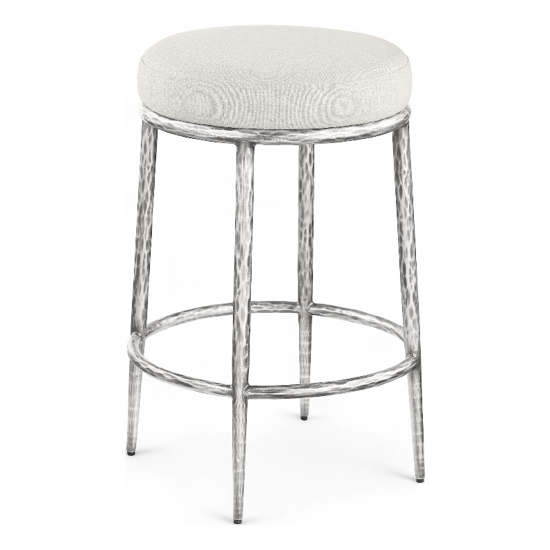 Meridian Furniture Ferro Cream Linen Textured Performance Fabric Counter Stool
