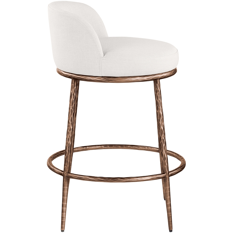 Meridian Furniture Ferro Cream Linen Textured Performance Fabric Counter Stool
