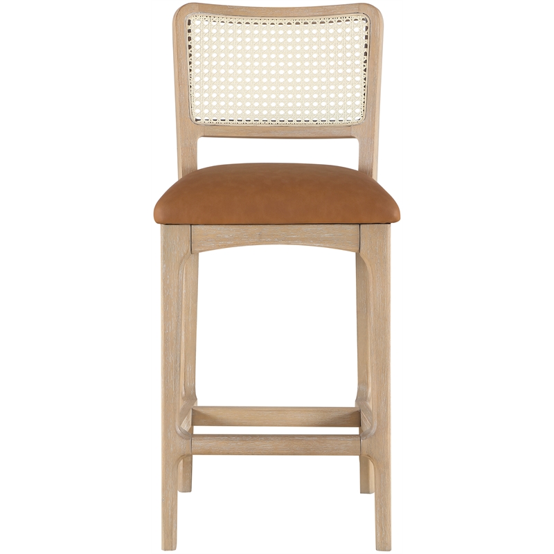 Meridian Furniture Atrium Cognac Vegan Leather Counter Stool (Set of 2)