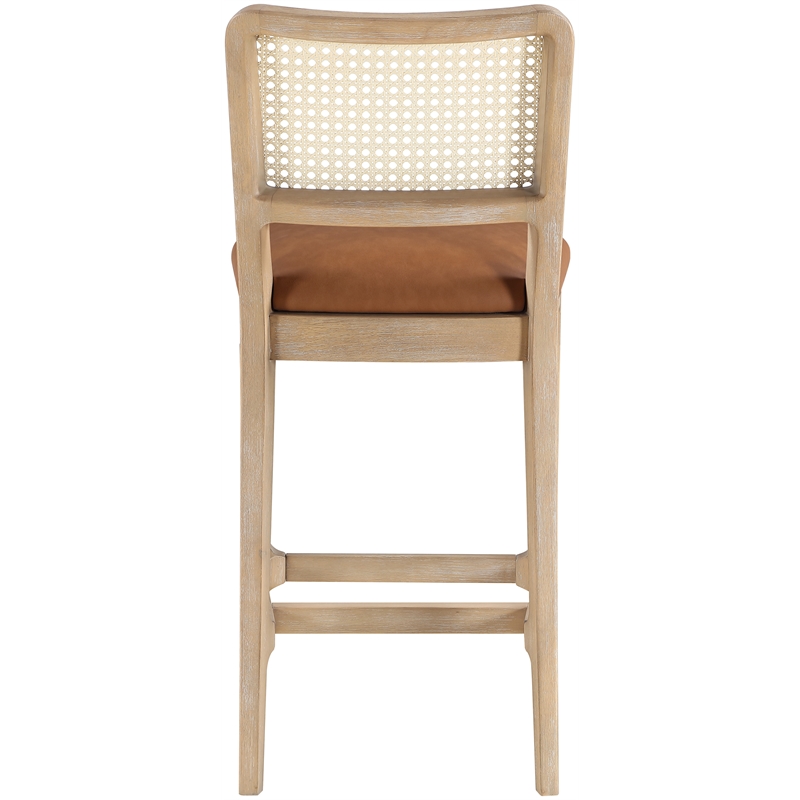 Meridian Furniture Atrium Cognac Vegan Leather Counter Stool (Set of 2)