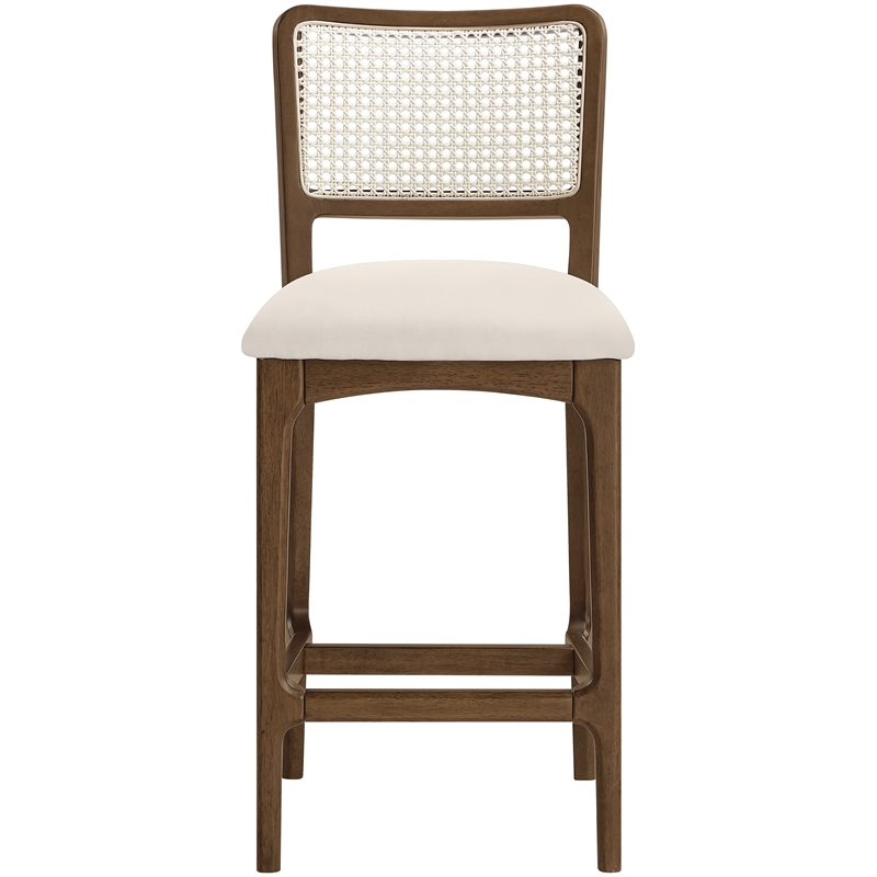Meridian Furniture Atrium Cream Vegan Leather Counter Stool (Set of 2)