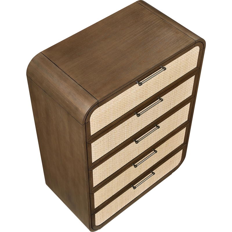 Meridian Furniture Windsor Brown Solid Wood And Natural Cane Chest