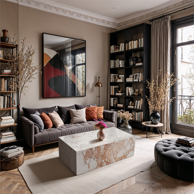 Meridian Furniture Bolzano Cream Marble Coffee Table
