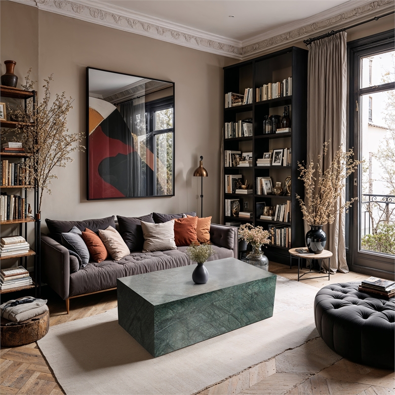 Meridian Furniture Bolzano Green Marble Coffee Table
