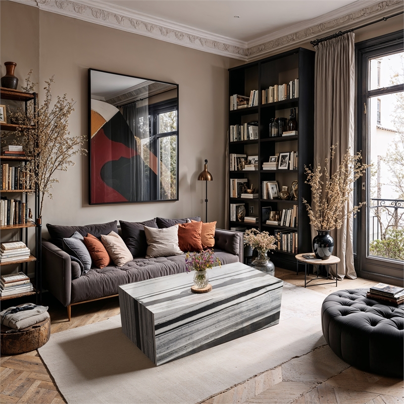 Meridian Furniture Bolzano Panda Marble Coffee Table