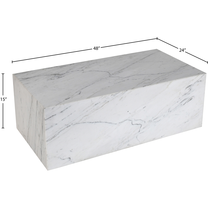 Meridian Furniture Bolzano White Marble Coffee Table