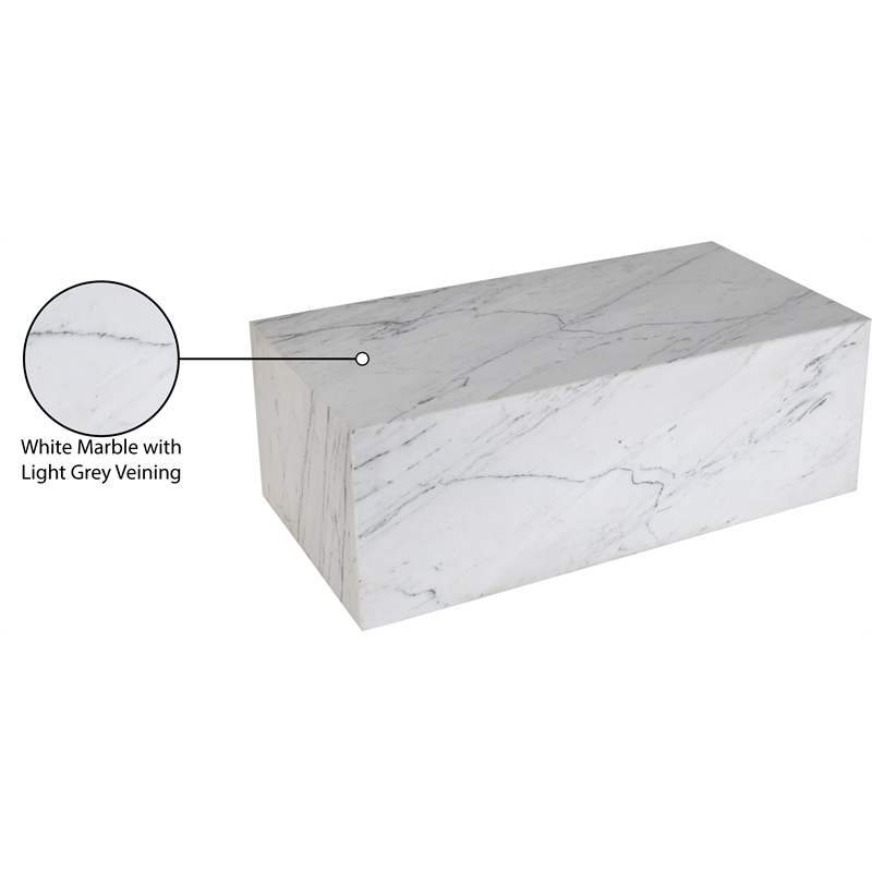 Meridian Furniture Bolzano White Marble Coffee Table