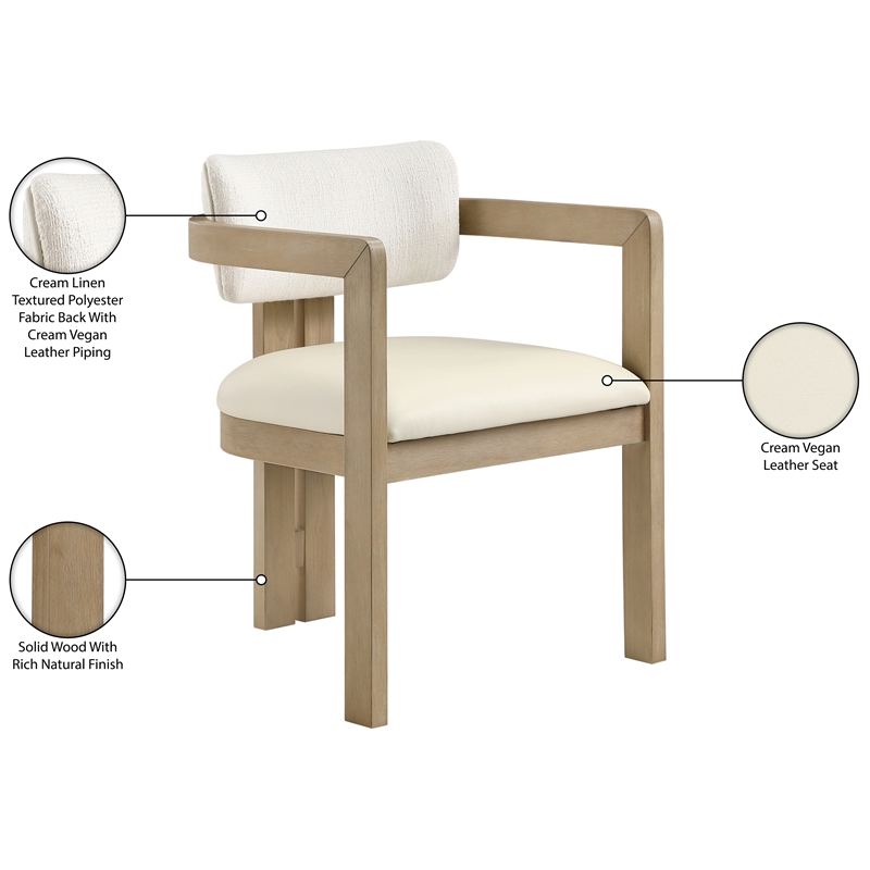 Meridian Furniture Ravina Cream Vegan Leather and Linen Textured DC (Set of 2)