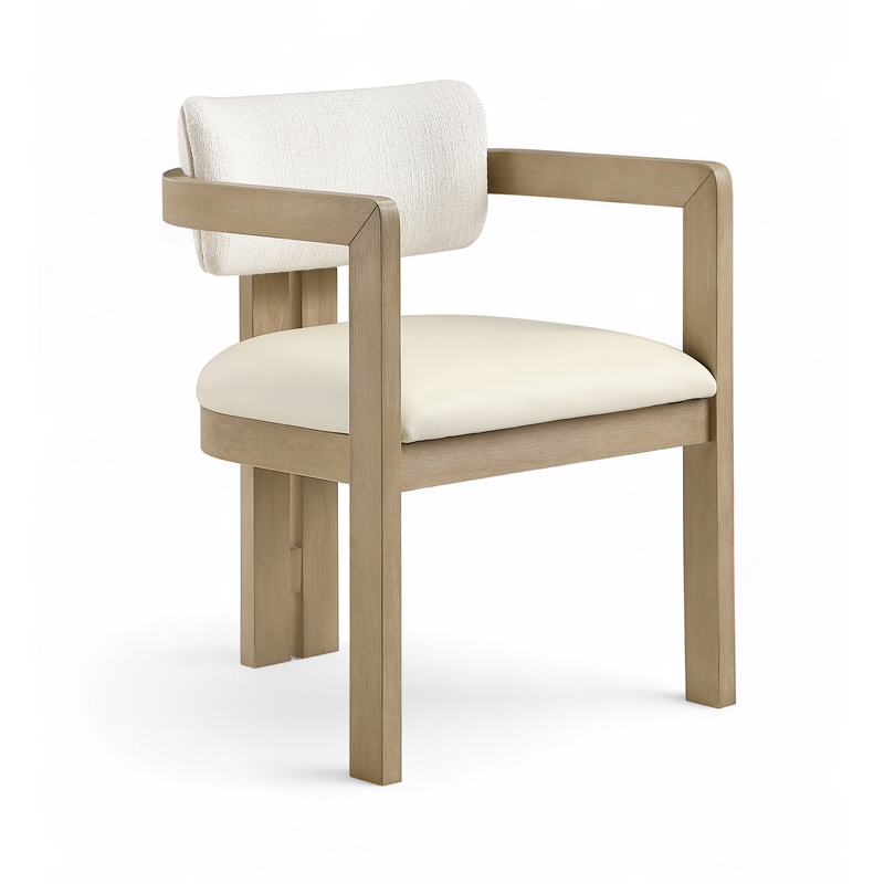Meridian Furniture Ravina Cream Vegan Leather and Linen Textured DC (Set of 2)