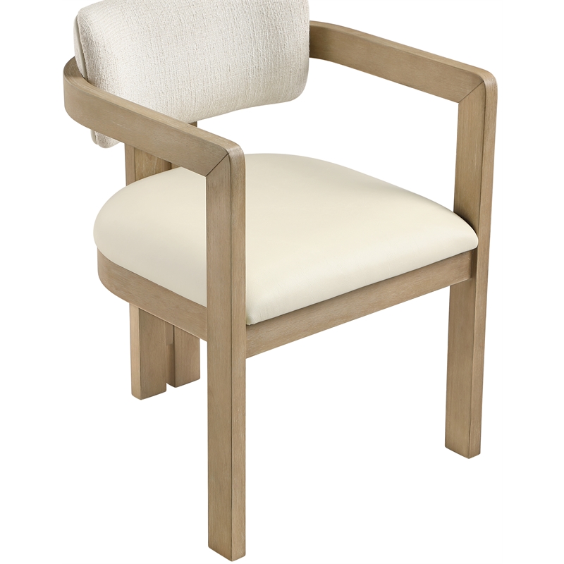 Meridian Furniture Ravina Cream Vegan Leather and Linen Textured DC (Set of 2)