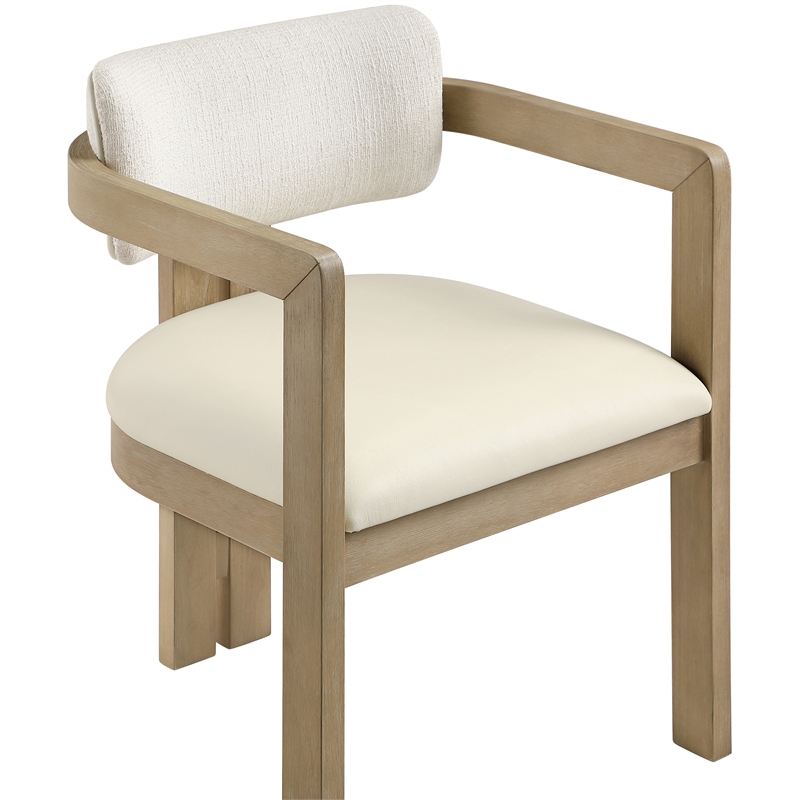 Meridian Furniture Ravina Cream Vegan Leather and Linen Textured DC (Set of 2)