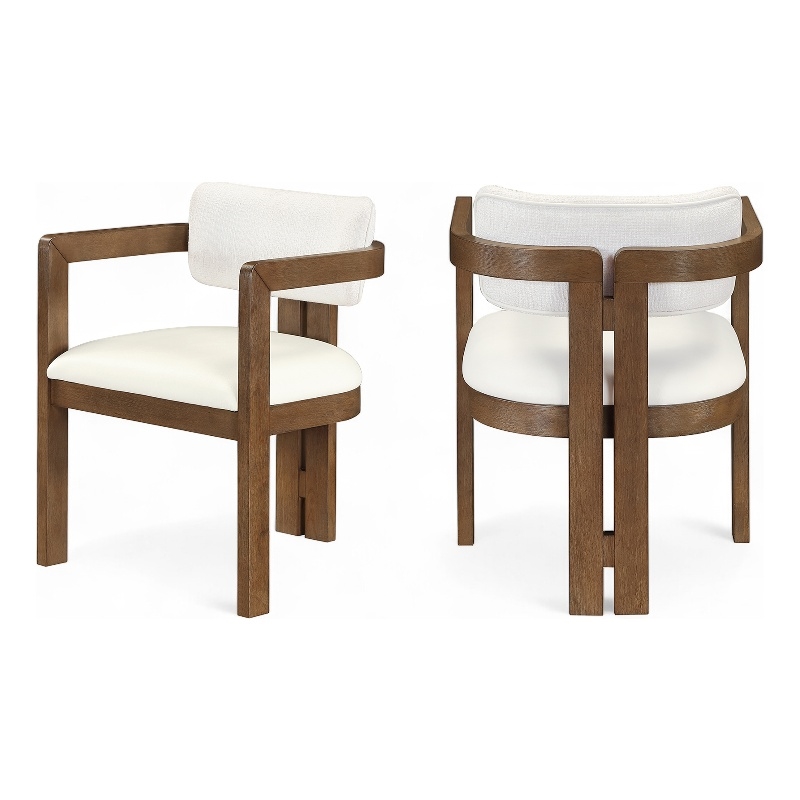 Meridian Furniture Ravina Cream Vegan Leather and Linen Textured DC (Set of 2)