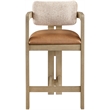 Meridian Furniture Ravina Cognac Vegan Leather and Linen Textured Counter Stool