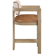 Meridian Furniture Ravina Cognac Vegan Leather and Linen Textured Counter Stool