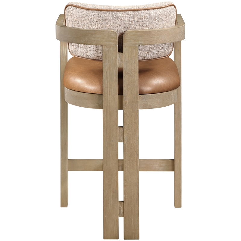 Meridian Furniture Ravina Cognac Vegan Leather and Linen Textured Counter Stool