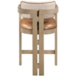 Meridian Furniture Ravina Cognac Vegan Leather and Linen Textured Counter Stool