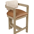 Meridian Furniture Ravina Cognac Vegan Leather and Linen Textured Counter Stool