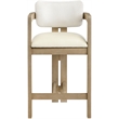 Meridian Furniture Ravina Cream Vegan Leather and Linen Textured Counter Stool