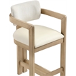 Meridian Furniture Ravina Cream Vegan Leather and Linen Textured Counter Stool