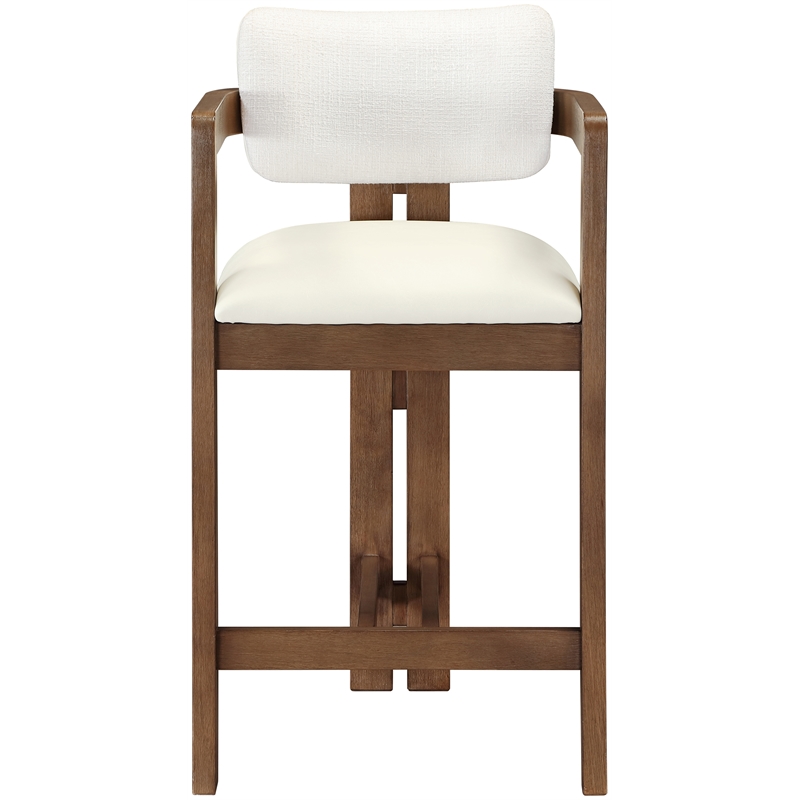Meridian Furniture Ravina Cream Vegan Leather and Linen Textured Counter Stool