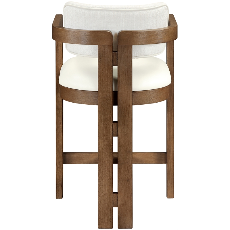 Meridian Furniture Ravina Cream Vegan Leather and Linen Textured Counter Stool