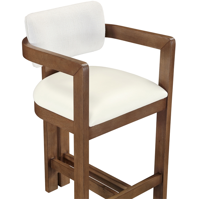 Meridian Furniture Ravina Cream Vegan Leather and Linen Textured Counter Stool