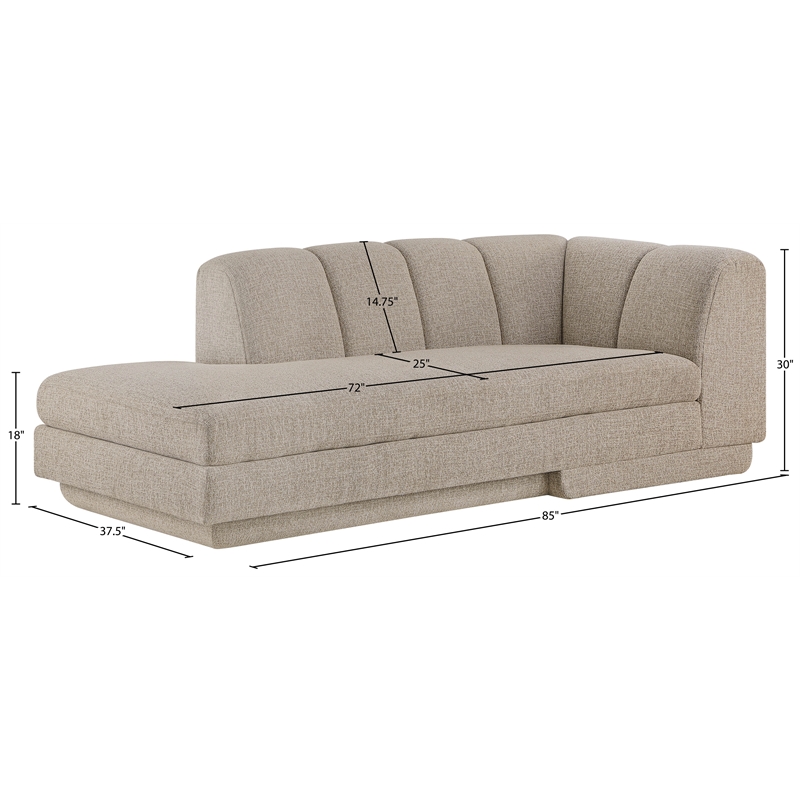 Meridian Furniture Modari Beige Fabric Upholstered Left Arm Chaise