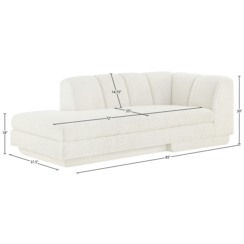 Meridian Furniture Modari Cream Fabric Upholstered Left Arm Chaise