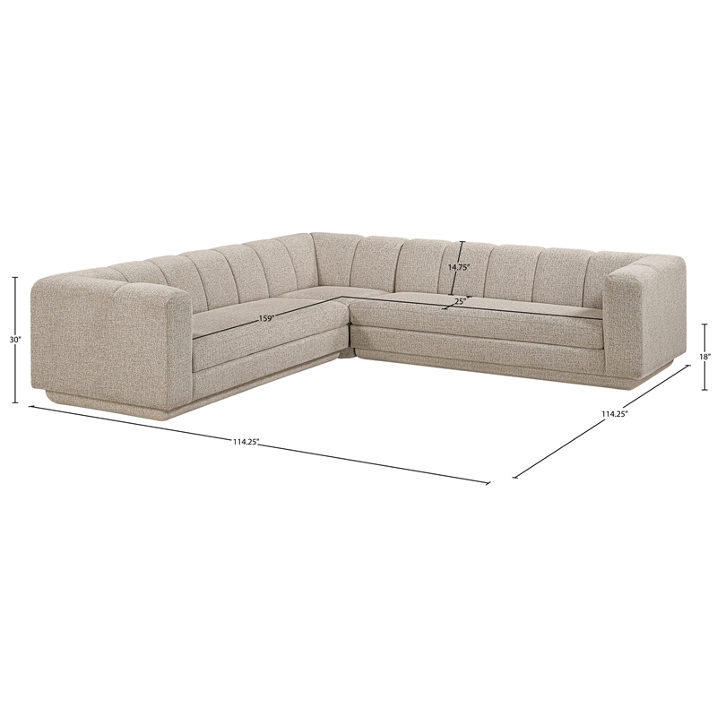 Meridian Furniture Modari Beige Fabric Upholstered 3pc. Modular Sectional