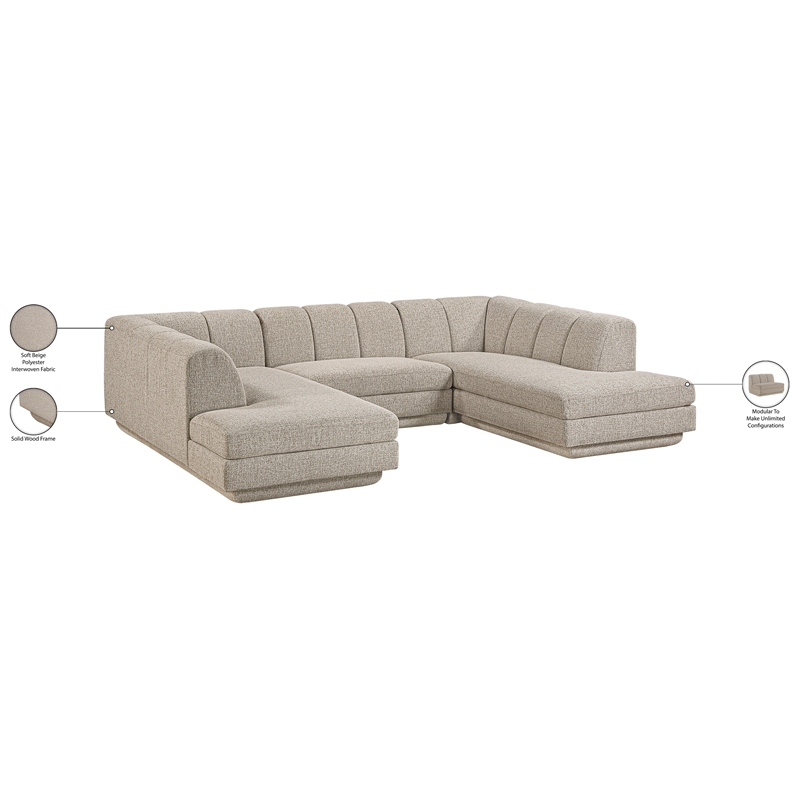 Meridian Furniture Modari Beige Fabric Upholstered 3pc. Modular Sectional
