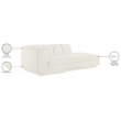 Meridian Furniture Modari Cream Fabric Upholstered Right Arm Chaise