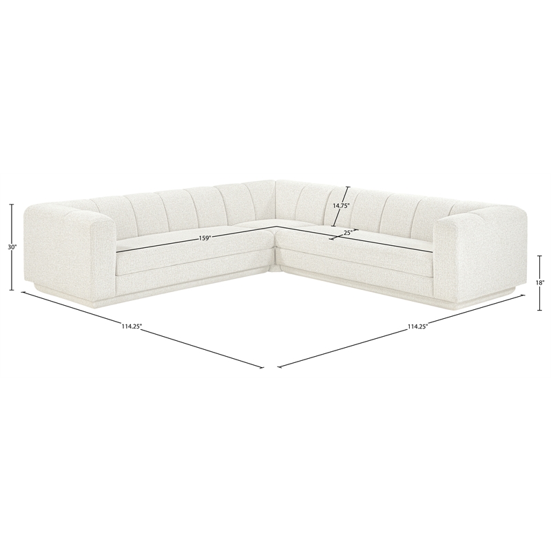 Meridian Furniture Modari Cream Fabric Upholstered 3pc. Modular Sectional