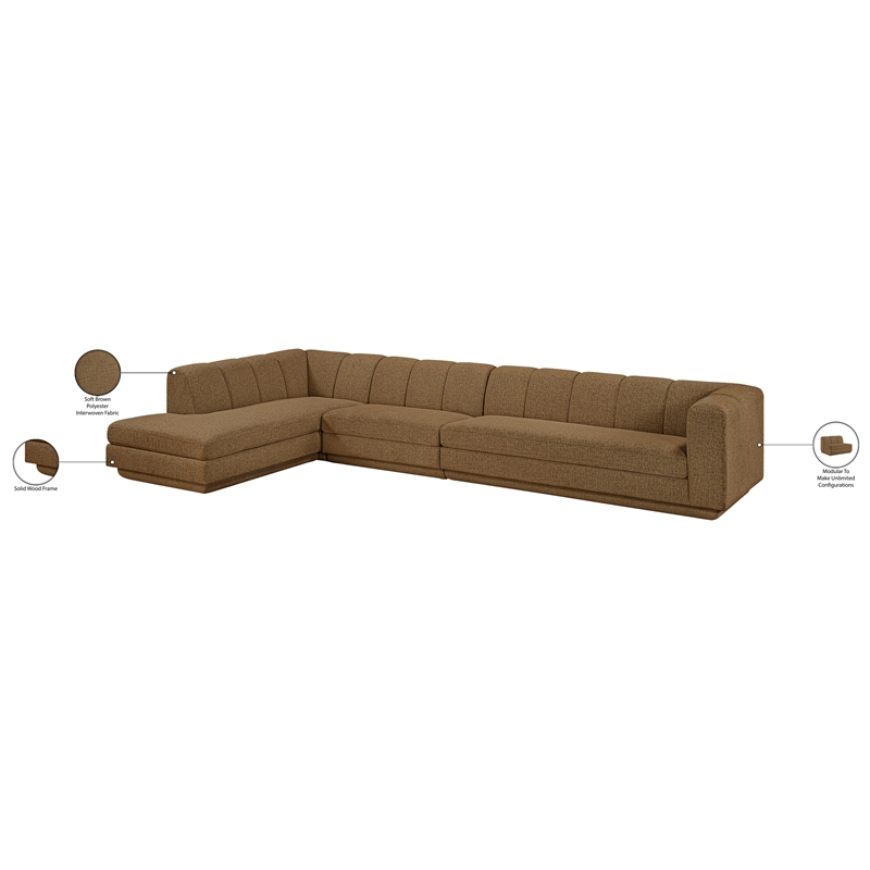 Meridian Furniture Modari Brown Fabric Upholstered 3pc. Modular Sectional