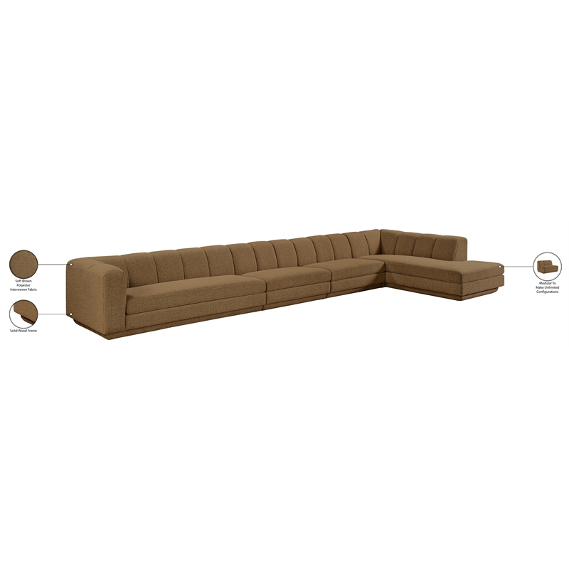 Meridian Furniture Modari Brown Fabric Upholstered 4pc. Modular Sectional