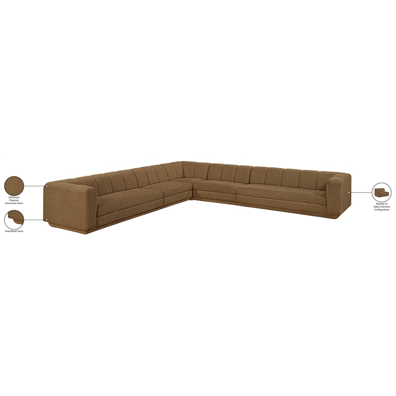 Meridian Furniture Modari Brown Fabric Upholstered 5pc. Modular Sectional