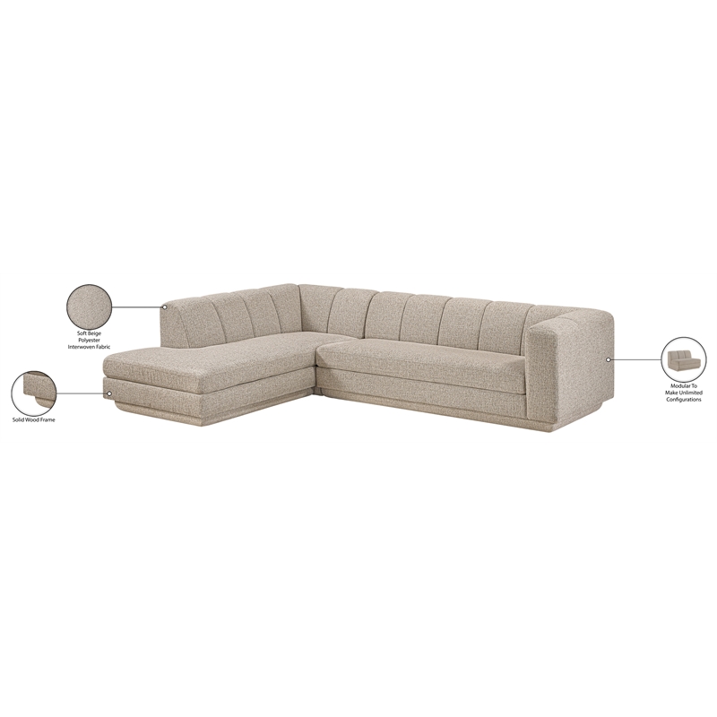 Meridian Furniture Modari Beige Fabric Upholstered 2pc. Modular Sectional